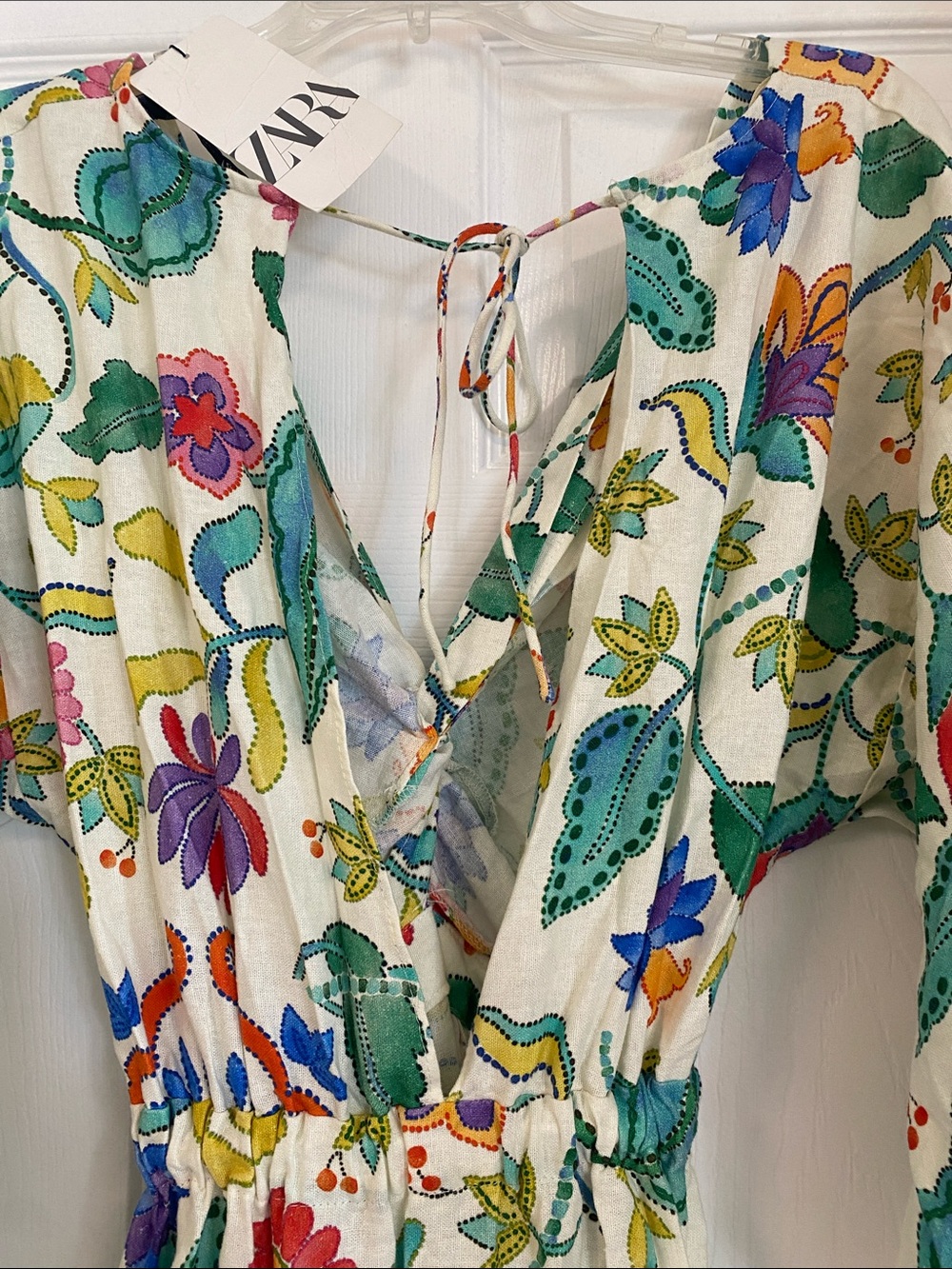 Zara White Maxi Dress with Multicolor Floral Print - Picture 8 of 10